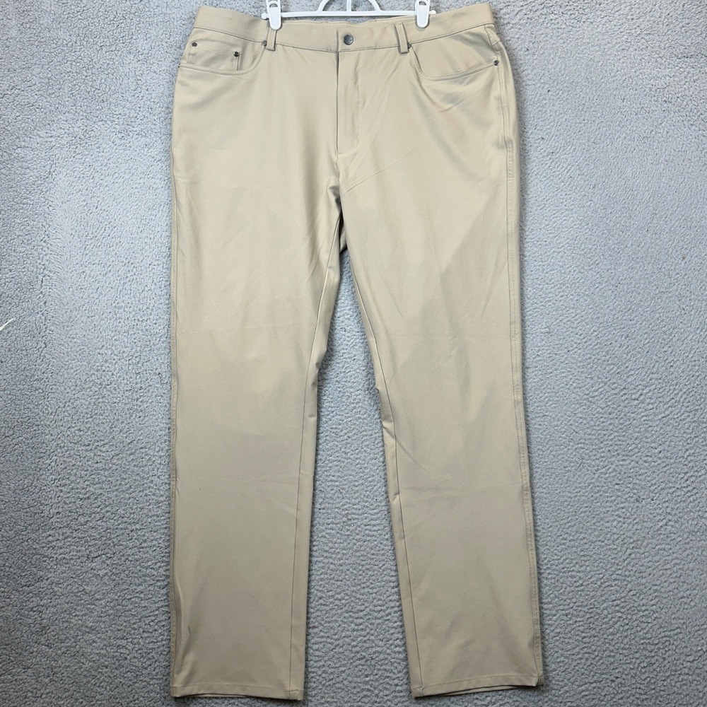 Greg Norman Pants Mens 38X32 Golf Trousers Khaki Stretch Performance Casual EUC